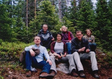 Photo of some DKS Group Members in a national park near Kuopio in Finland 2003