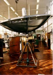 The radio telescope under construction in the workshop