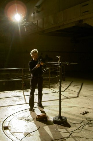 Setting up measurement mics, KTH Reactor Hall, Stockholm