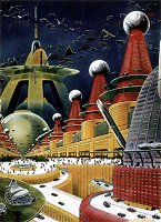 [Paul's city of the future, without biplanes, from http://davidszondy.com/future/city/futurecity.htm]