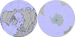 [north pole -- south pole -- orthographic projection]