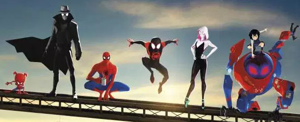 [Spider-Ham, Spider-Man Noir, Spider-Peter-B, Spider-Miles, Spider-Gwen, Peni Parker]